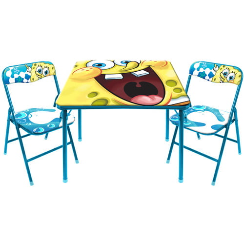 Idea Nuova Nickelodeon Spongebob 2 Piece Foldable Activity Desk and Chair Set Ages 3+ 